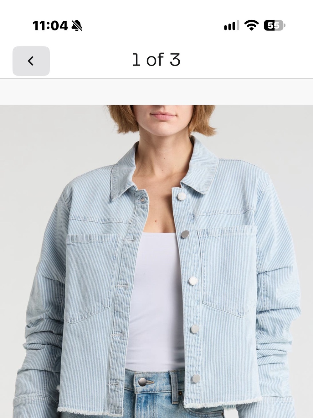 Democracy striped Light Blue  Boxy Jacket - Women's Casual Coat